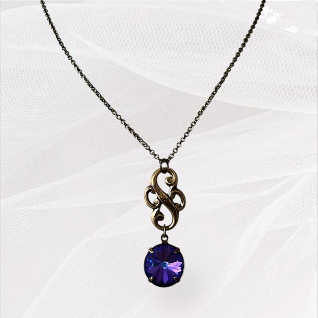 大粒スワロフスキー ネックレス 〜ヘリオトロープ〜 アンティーク