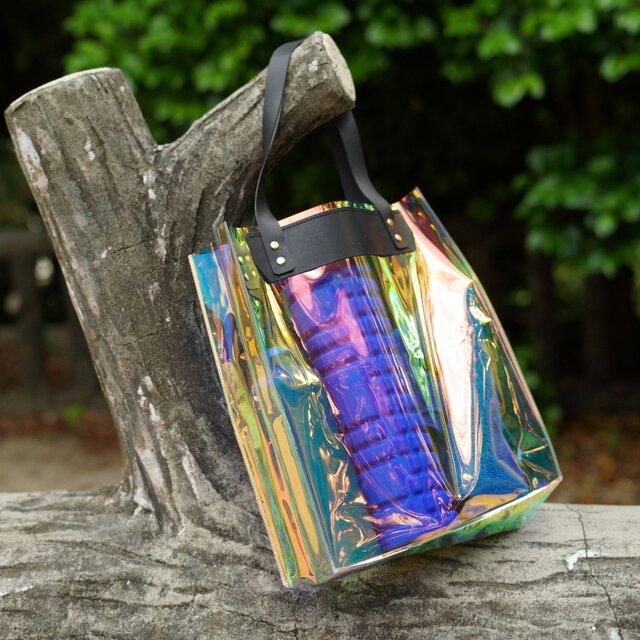 Aurora Clear Tote｜オーロラ×イタリアンレザー クリアトート A4サイズ