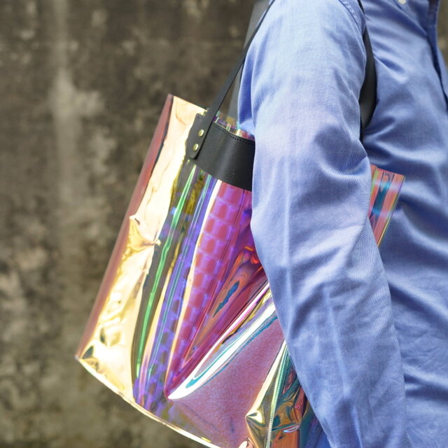 Aurora Clear Tote｜オーロラ×イタリアンレザー クリアトート A4サイズ