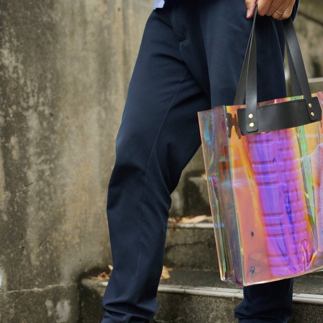 MCM トート ショルダーバッグ 美品 クリアオーロラ Aurora Clear Tote｜オーロラ×イタリアンレザー クリアトート A4サイズ