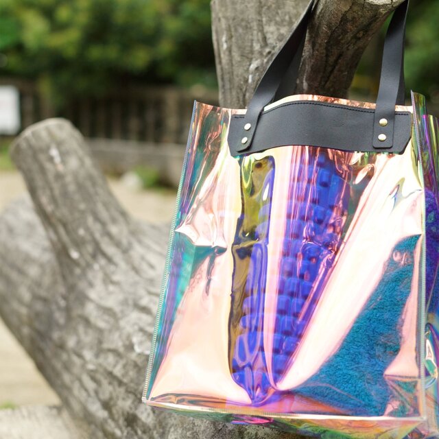 Aurora Clear Tote｜オーロラ×イタリアンレザー クリアトート A4サイズ 