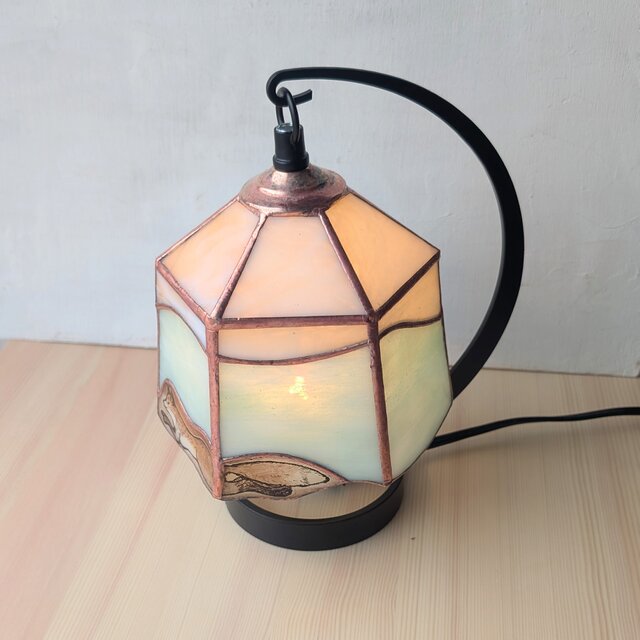 LEDライト【ウサギとキツネ】ステンドグラス 置き型 コンセントタイプ