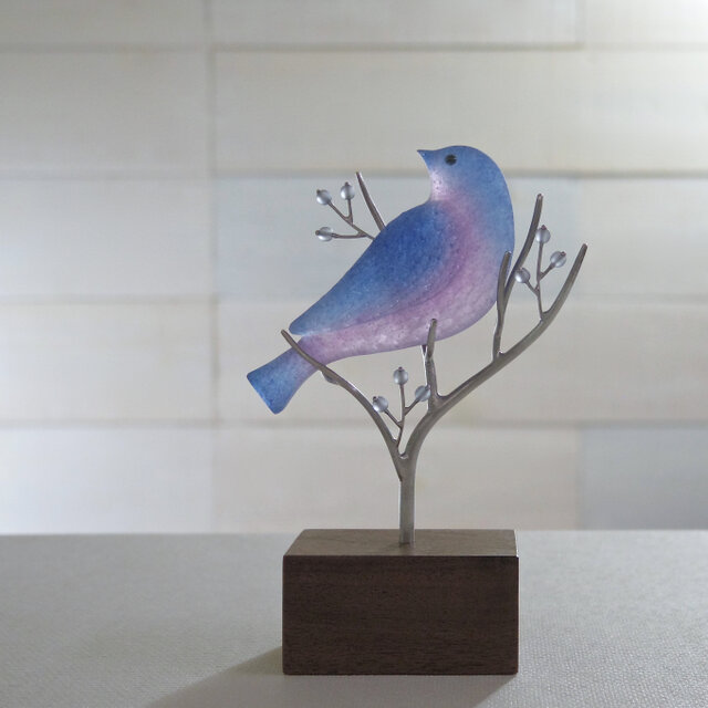 鳥のオブジェ［紫陽花色］②