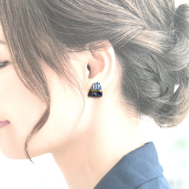 シー陶器 × 金継ぎ｜アシンメトリーピアス／イヤリング（再生の海の