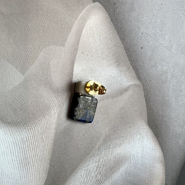 シー陶器 × 金継ぎ｜アシンメトリーピアス／イヤリング（再生の海の