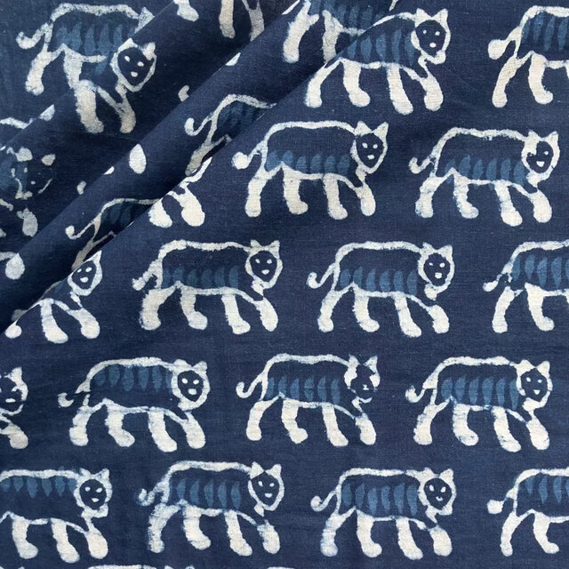 インド ブロックプリント生地 [50cm単位切売] インディゴブルー