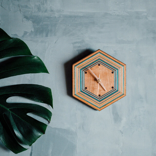 [スケボ再利用！] SB HEXAGON WALL CLOCK