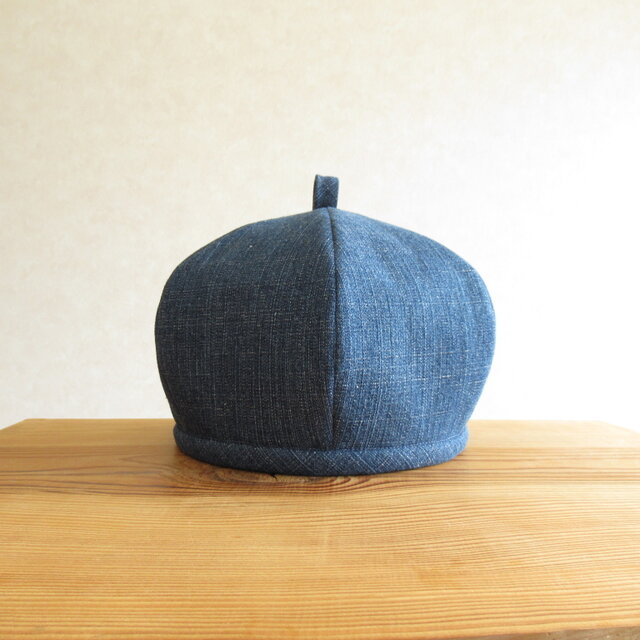 てっぺんに輪っか、ベレー帽　デニム・ネイビー
