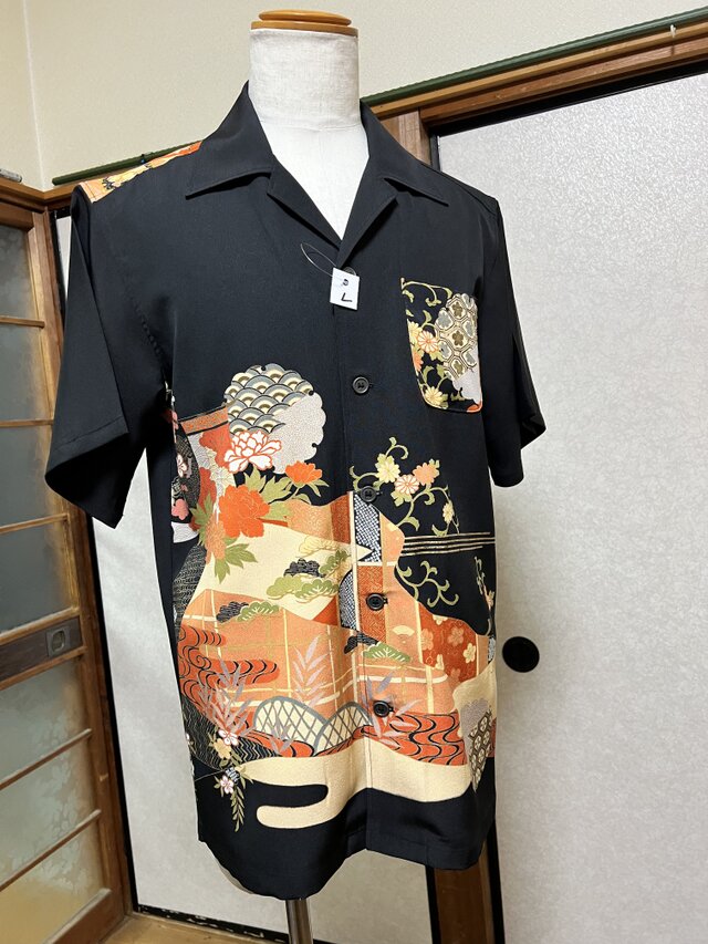 着物リメイク　留袖アロハシャツ 留袖リメイクアロハシャツ、着物素材、L寸！ | iichi 日々の