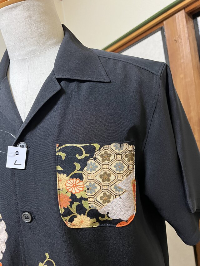 留袖リメイクアロハシャツ、着物素材、L寸！ | iichi 日々の