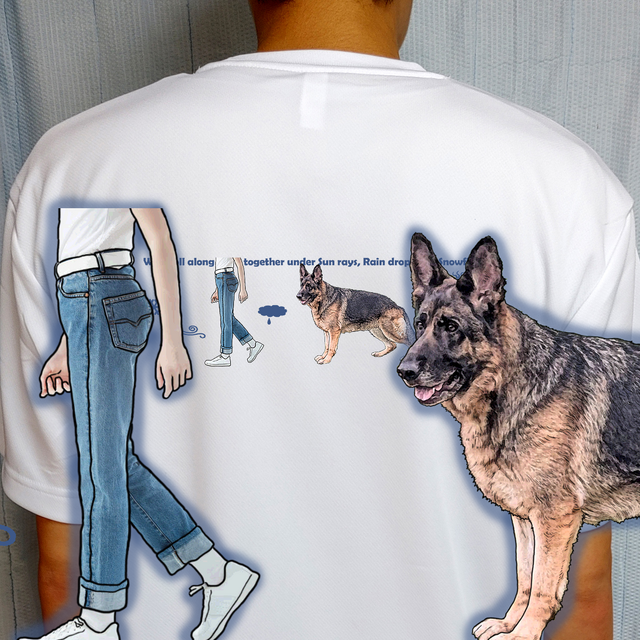 オーダーメイド/ワンコ/全犬種対応/ドライT/オリジナル/犬/うちの子/名入れ/AIなし/イラスト作成/シェパード