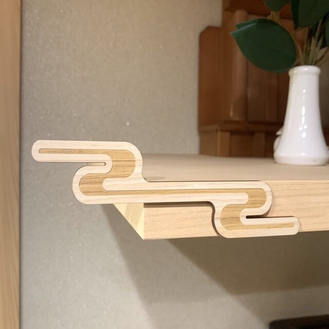 【送料無料】霞文様 装飾サインプレート 工雲 ウッドデコレーション 家具装飾 コーナー装飾 ひのき 檜 桧 インテリア装飾