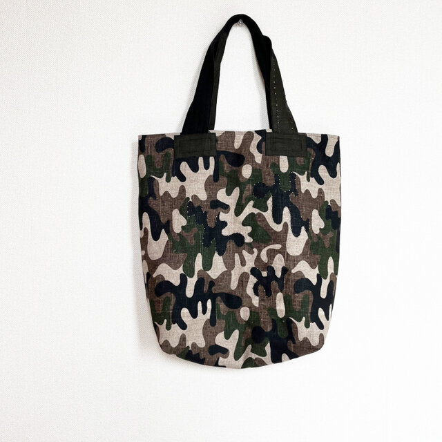 リネン カモフラージュプリント・トート