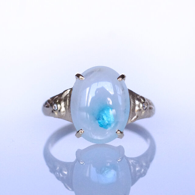 パライバトルマリンインクォーツ＆ダイヤK18リング FUYO(フヨウ) [F002]