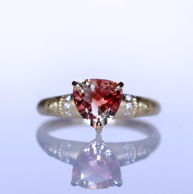 オレゴンサンストーン＆ダイヤK18リング FATA(ファタ）[F001]