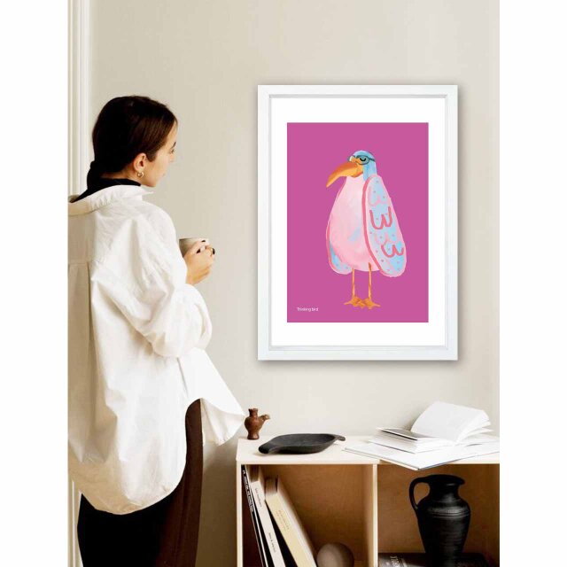 考える鳥 鳥 送料無料 イラスト A4〜A0 ポスター アートポスター