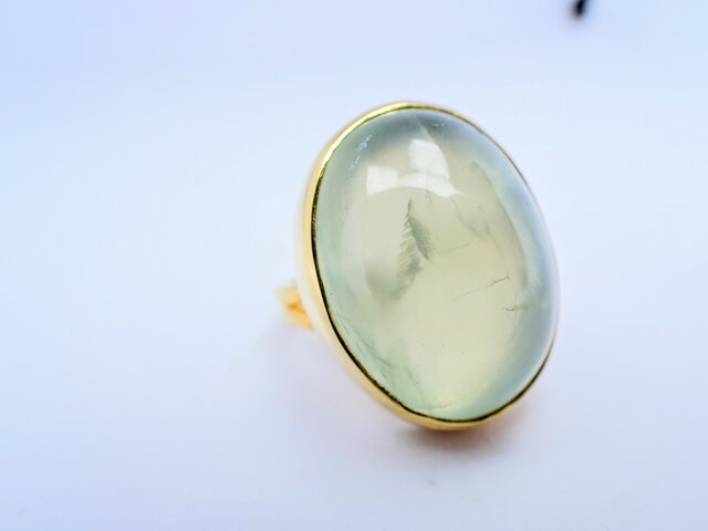 天然石リング9号/プレナイト 最新作☆特大『プレナイト』の世界でひとつの天然石リング