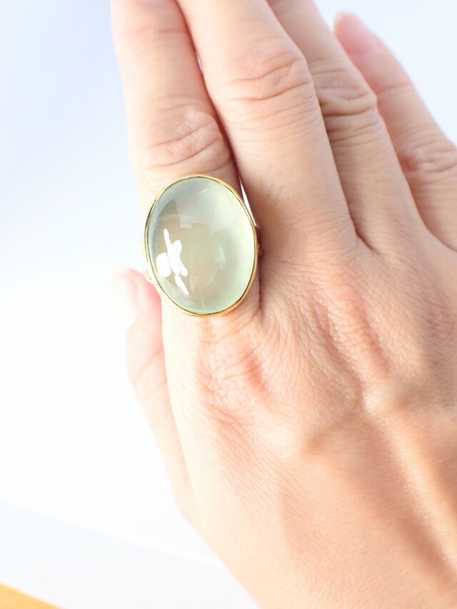 最新作☆特大『プレナイト』の世界でひとつの天然石リング