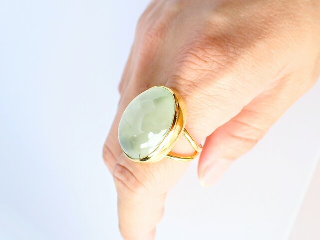 天然石リング9号/プレナイト Amazon.co.jp: シンプルな純銀製アンティークのようなデザイン