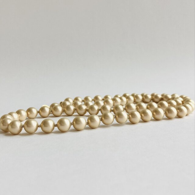 樹脂パールオールノットマチネーネックレス/8mm約60cm/ライトゴールド/G/made in japan