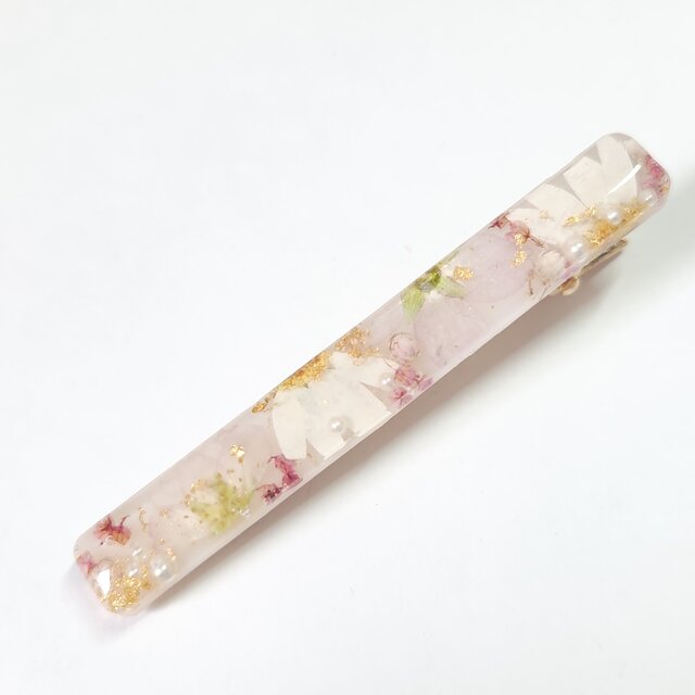 桜とノースポールの極細ヘアクリップ