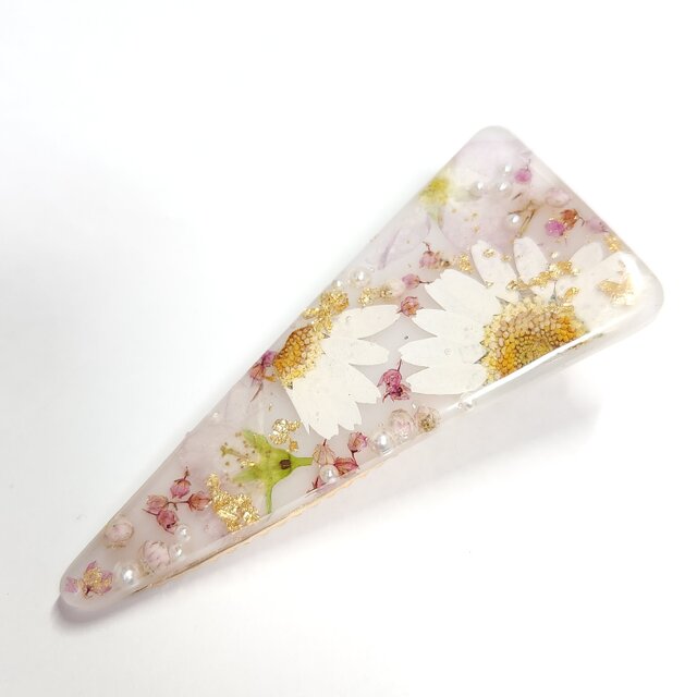 桜とノースポールの三角ヘアクリップ