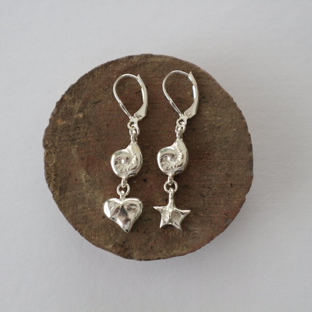 【Silver925】星と化石のピアス