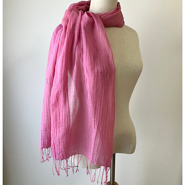 草木染コットンガーゼ織ストール＊蘇芳染め