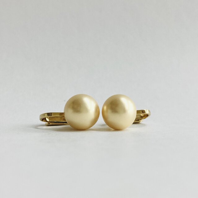 ガラスパールイヤリング/約10mm/イエローゴールド/made in japan