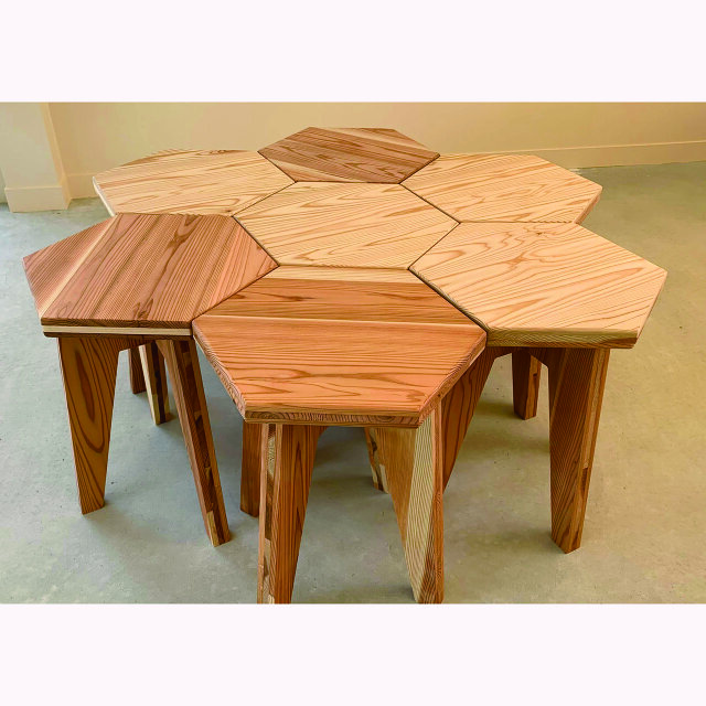 紀州杉［無垢］『ROKKA』《受注生産》木製椅子 六角スツール オーダー