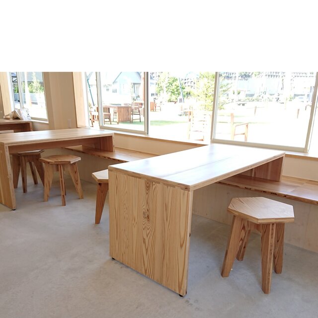 紀州杉［無垢］『ROKKA』《受注生産》木製椅子 六角スツール