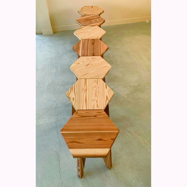 紀州杉［無垢］『ROKKA』《受注生産》木製椅子 六角スツール オーダー