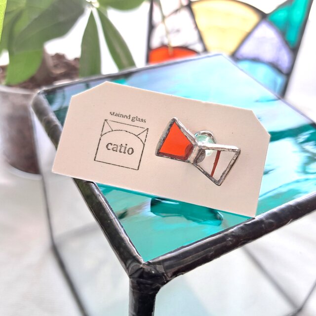 petit ribbon earring/ summer orange