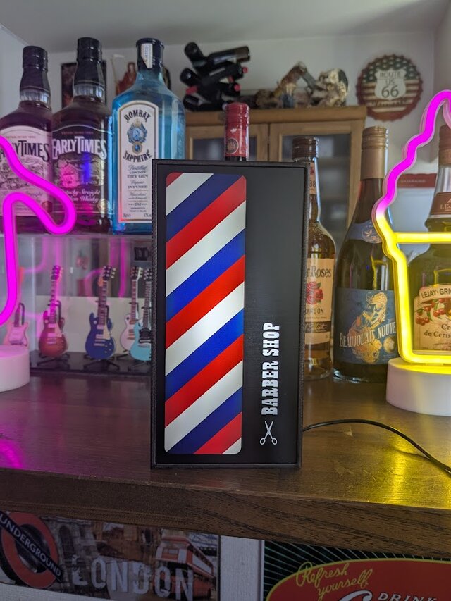 バーバーショップ ヘアーサロン 理容室 床屋 髪 散髪 店舗 ミニチュア サイン ランプ 照明 看板 置物 雑貨 ライトBOX