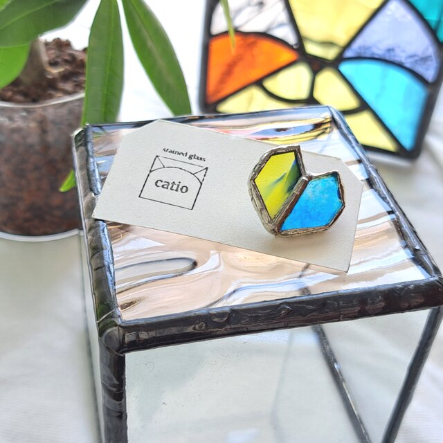 Heart petal Pierce/ metallic blue＆yellow