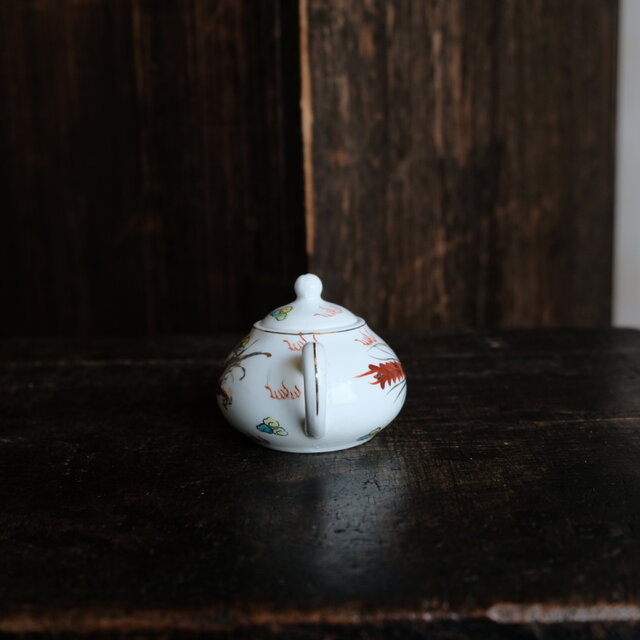 龍と鳳凰◇雲も可愛い。中国産 色絵金彩小ぶり急須 煎茶茶器 チャイナ