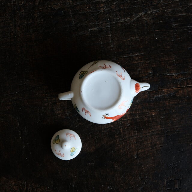 龍と鳳凰◇雲も可愛い。中国産 色絵金彩小ぶり急須 煎茶茶器 チャイナ