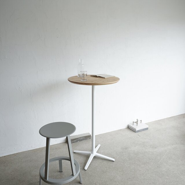 ハイテーブル 円テーブル バーテーブル カウンターテーブル オーク無垢 天板直径60cm 高さ指定可