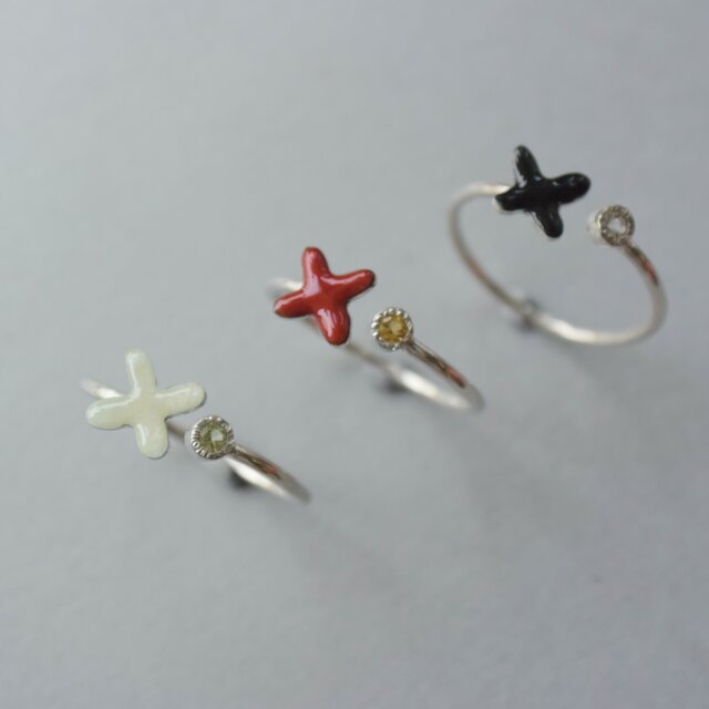 クロスリング　レッド×シトリン