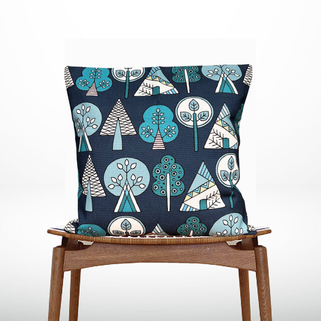 森のクッション 2025 forest design back navy blue -ヒノキの香り-