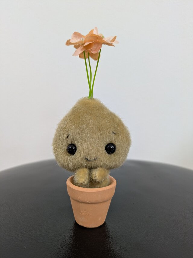 ミニチュアドール☆ぬいぐるみ☆ちょこんと植木鉢☆フラワーさん☆オレンジ