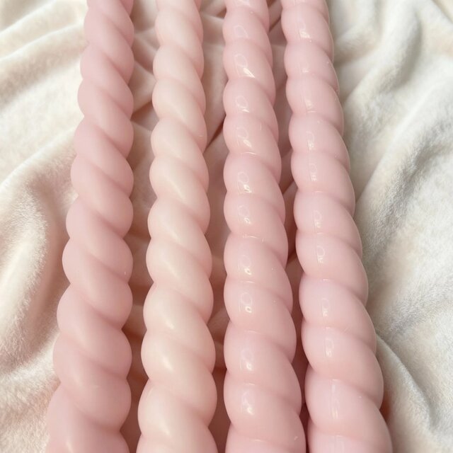 スパイラルテーパーキャンドル（長）・くすみピンク（4本セット）ソイ