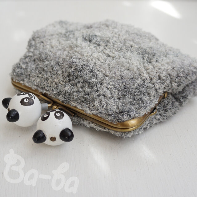 ばあば作 仲良しパンダのさらに大きめスクエアがま口（xiongmao・C1650