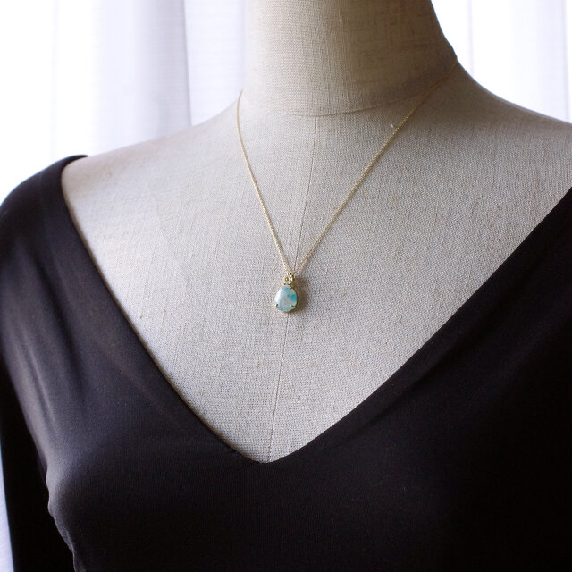 パライバトルマリンインクォーツ＆ダイヤ K18ネックレス 【DAHMAF