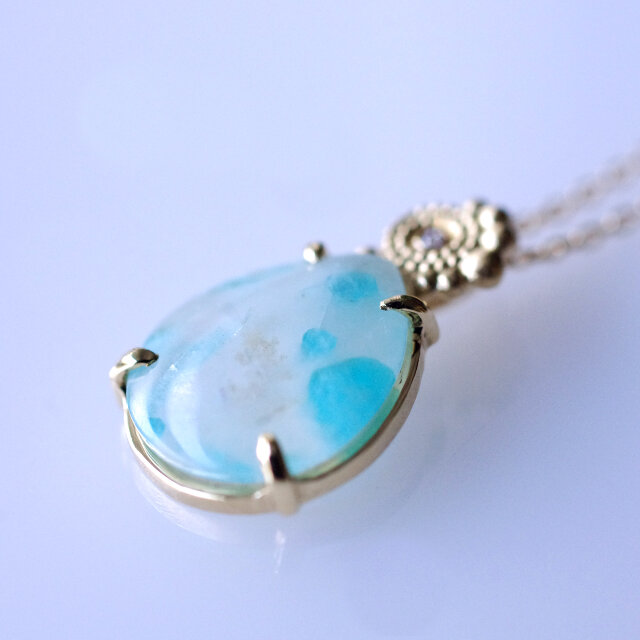 パライバトルマリンインクォーツ＆ダイヤ K18ネックレス 【DAHMAF