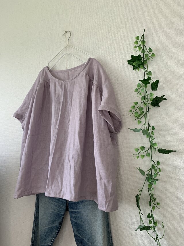 ダブルガーゼギャザーブラウス