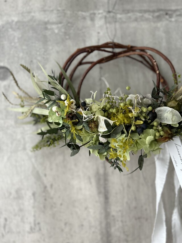 W25011 ツルを楽しむグリーンリース