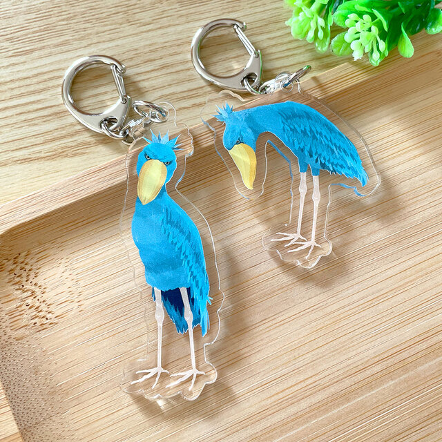 ハシビロコウのキーホルダー〈１個〉アクリル アクキー 誕生日プレゼント ギフト 動物 鳥 イラスト おしゃれ 可愛い