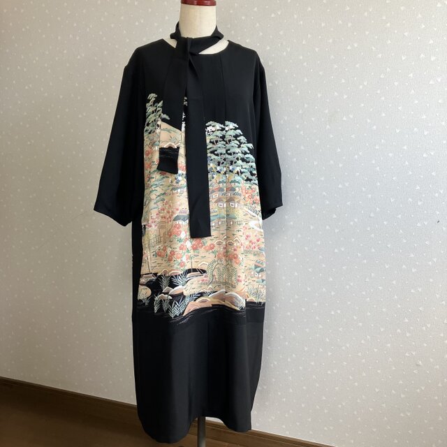 No152コクーンシルエットワンピース留袖ドレスフリーサイズ