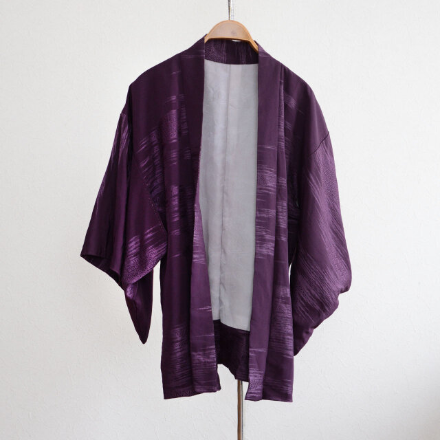 ジャパンヴィンテージ 紫 ぼかし模様 羽織 着物 古着 リメイク素材